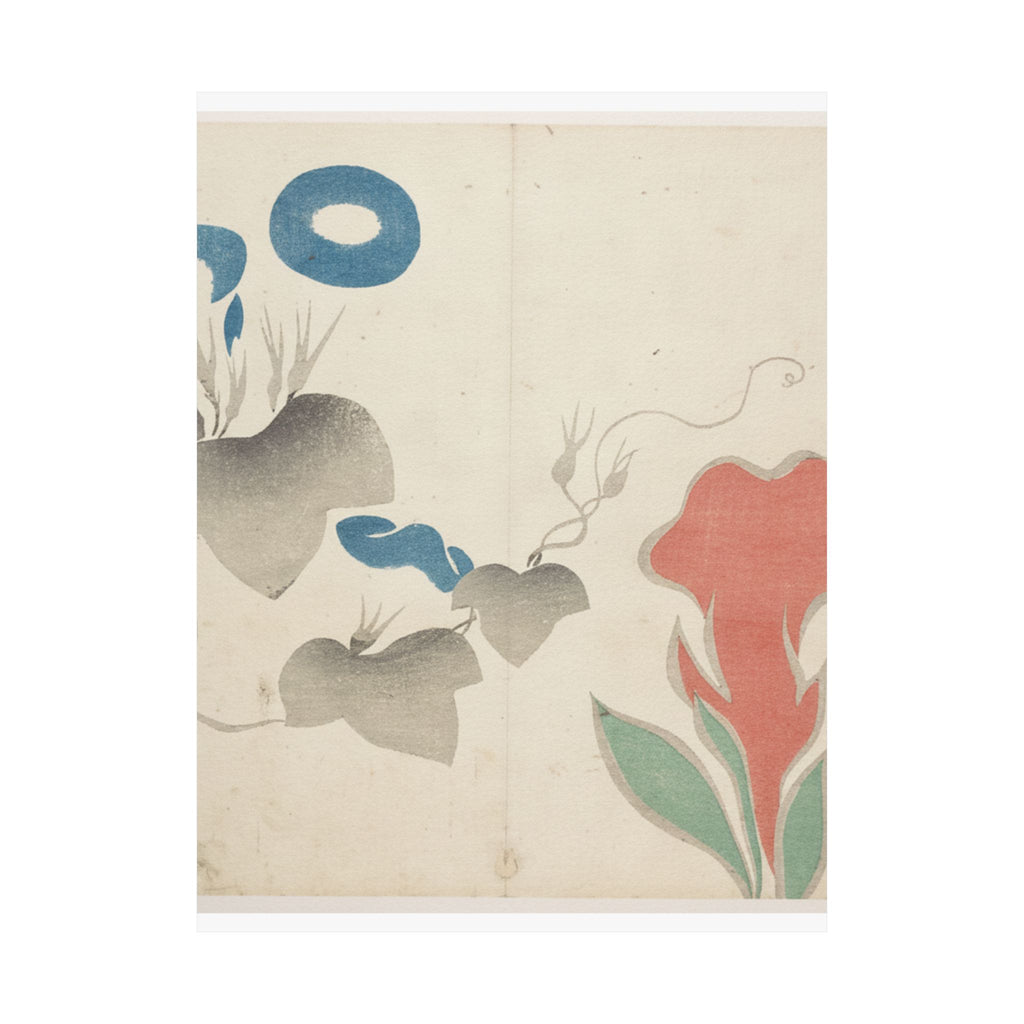 Watercolor — Design Of Morning–Glory And Other Flowers — Matte Poster