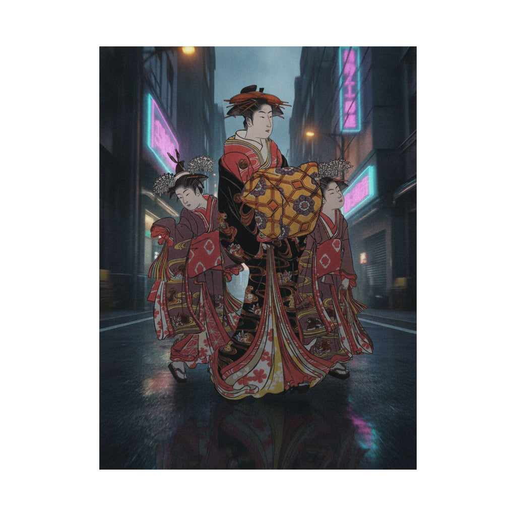 Fast Furious — An Oiran Accompanied By Two Kamuro — Matte Poster
