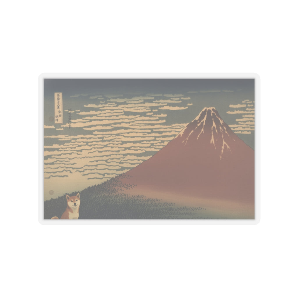 Scenic Nature — South Wind, Clear Sky (Gaifū Kaisei), Also Known As Red Fuji, From The Series Th — Kiss-Cut Sticker