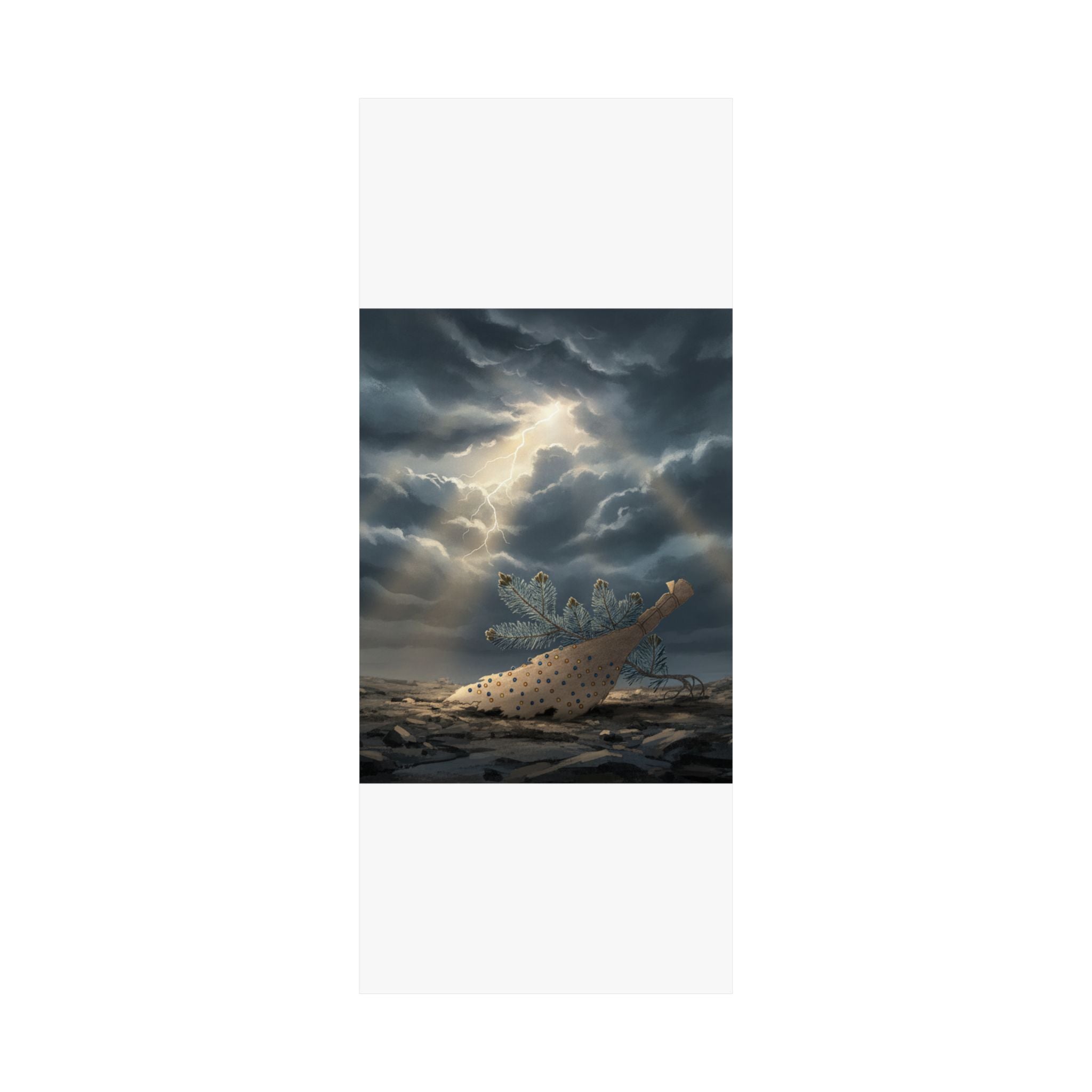 Dramatic Storm — Young Pine Tree And Jeweled Broom — Matte Poster