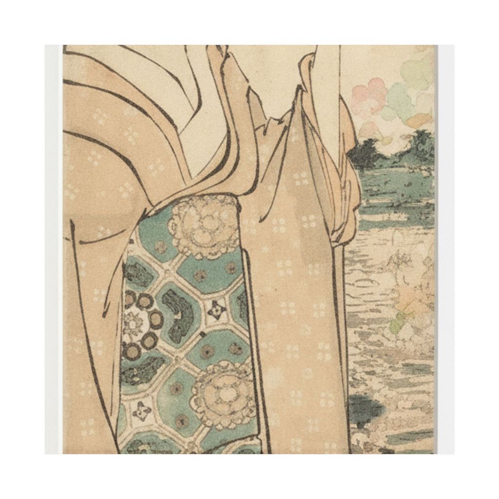 Watercolor — Woman With Fan On The Banks Of The Sumida River — Matte Poster