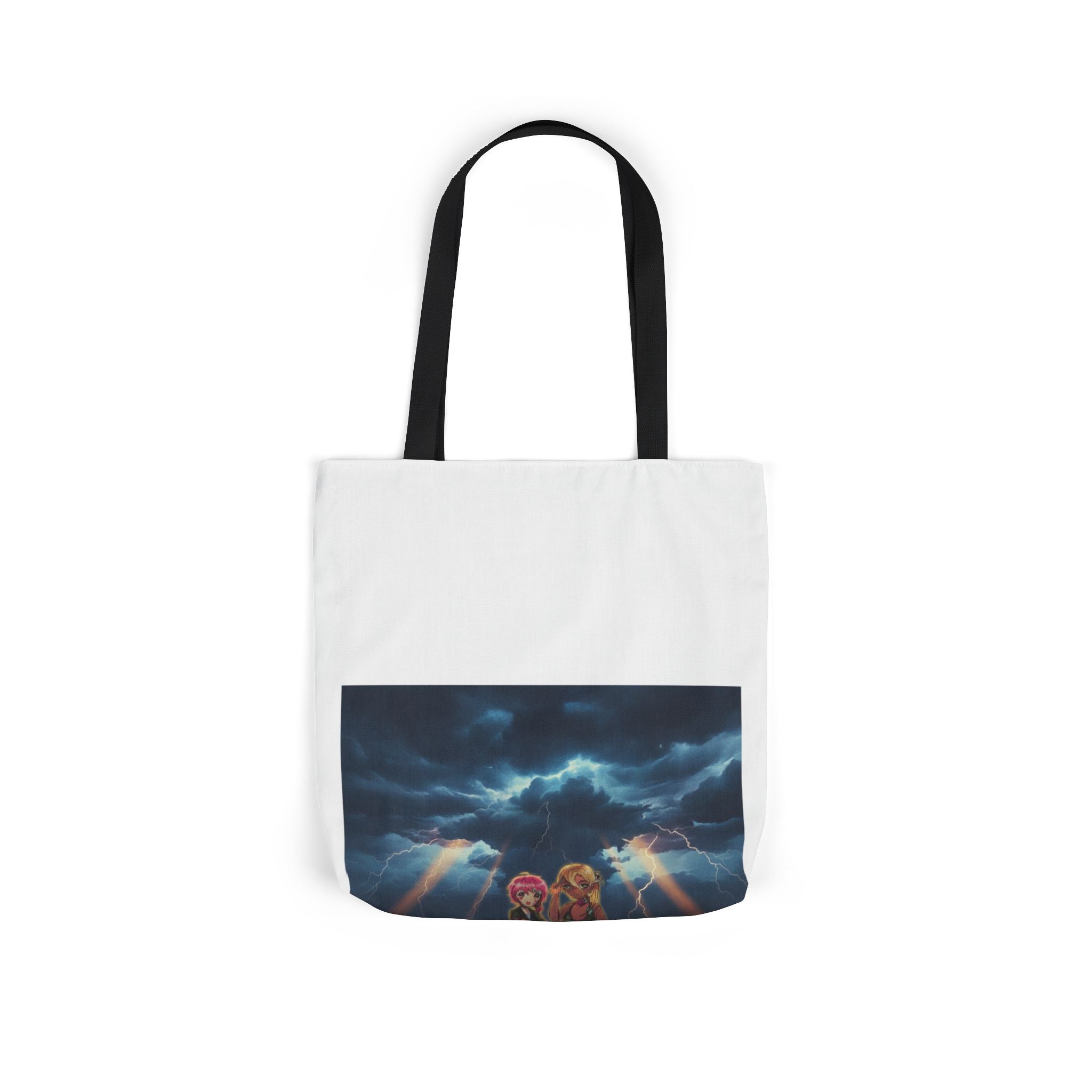 Anime Girls Under Lightning Storm Canvas Tote Bag