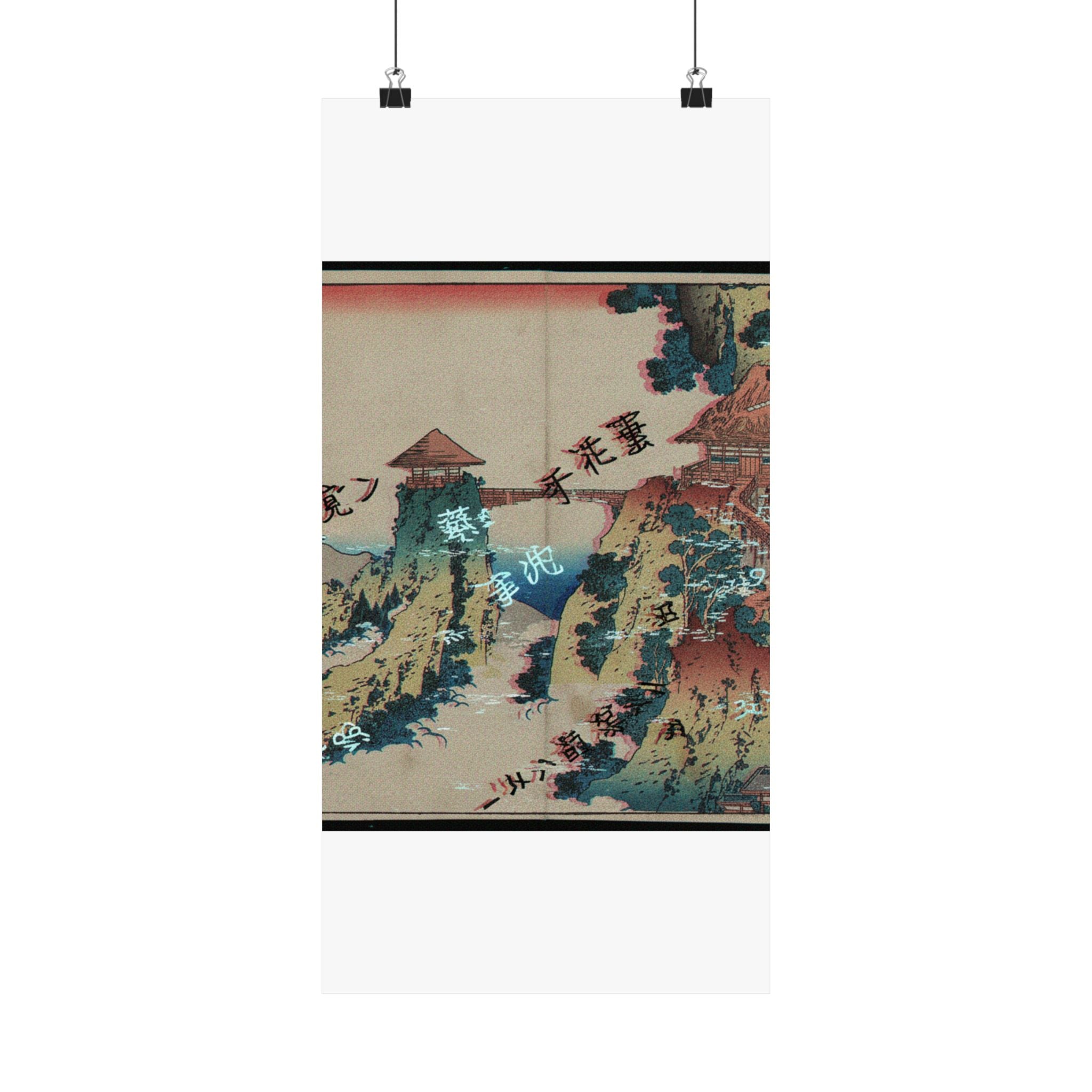 Glitch Culture — The Hanging-Cloud Bridge At Mount Gyōdō Near Ashikaga (Ashikaga Gyōdōzan Kumo No — Matte Poster