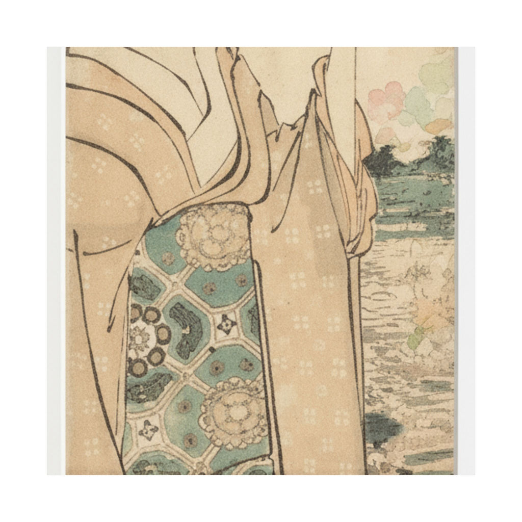 Watercolor — Woman With Fan On The Banks Of The Sumida River — Matte Poster