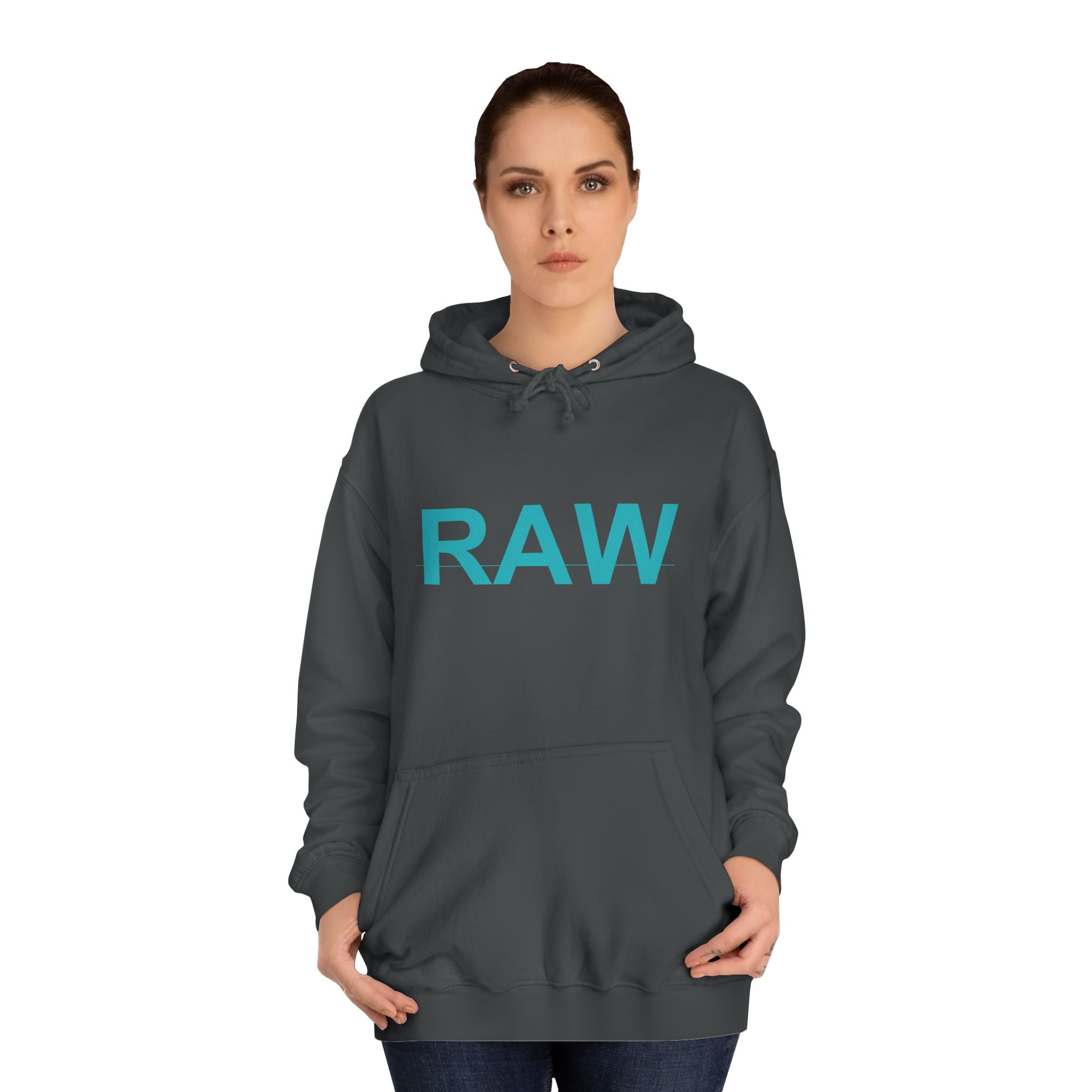 RAW Teal Capital Letter Minimalist Statement Hoodie