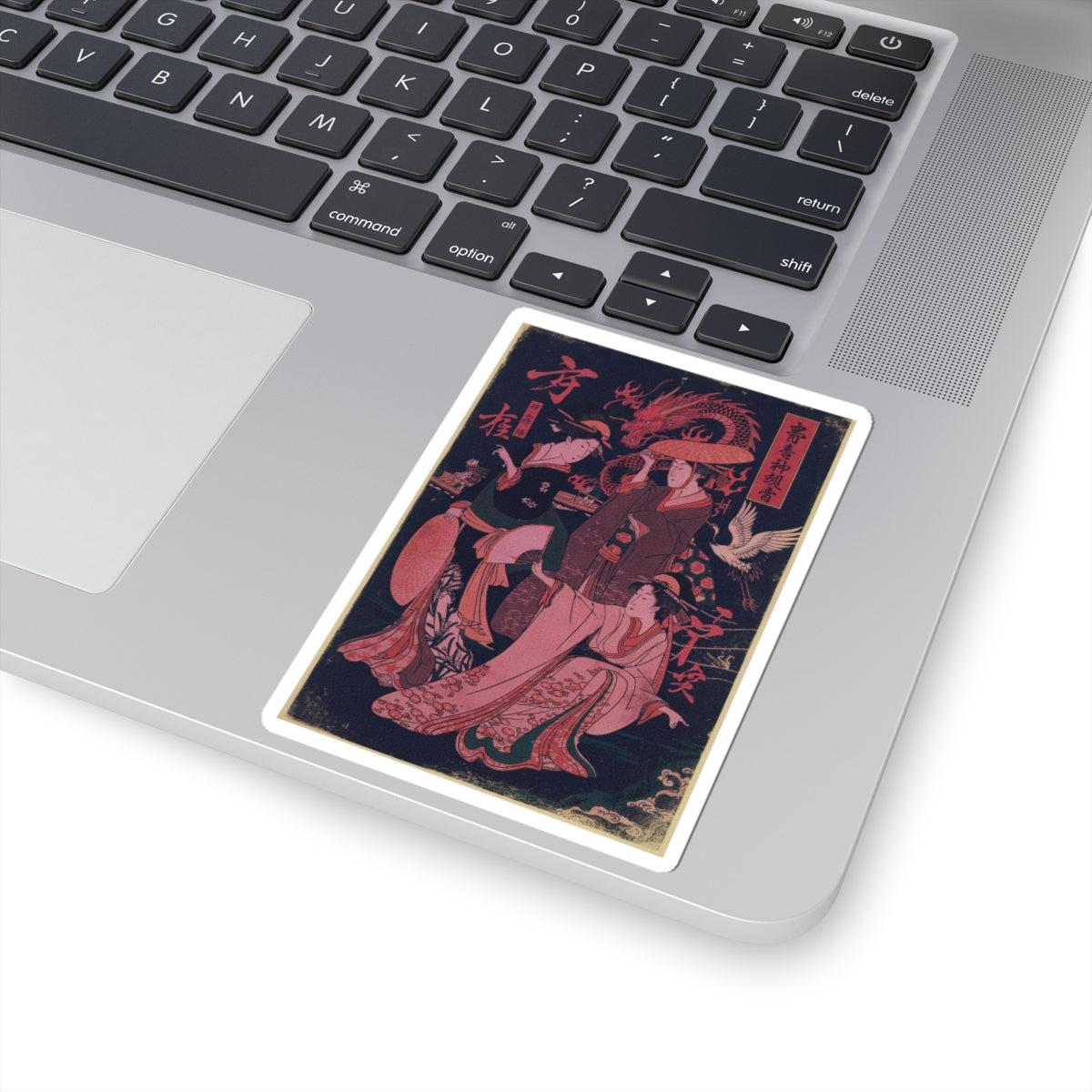 Japanese Street — Three Young Ladies By The Seashore — Kiss-Cut Sticker