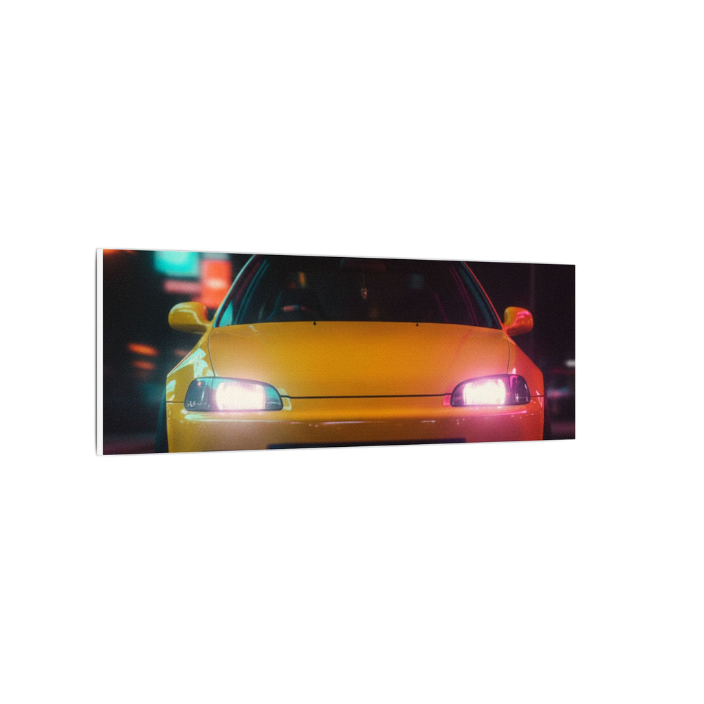 Neon Night JDM Yellow Coupe Street Matte Canvas