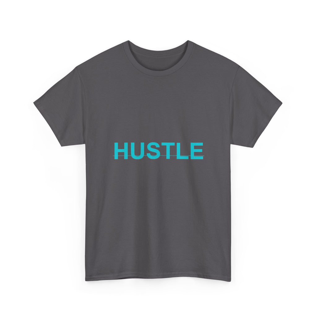 HUSTLE Bold Cyan Wordmark Minimal Graphic Tee