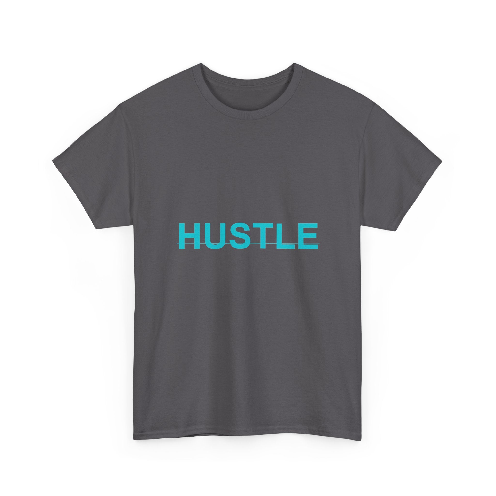 HUSTLE Bold Cyan Wordmark Minimal Graphic Tee