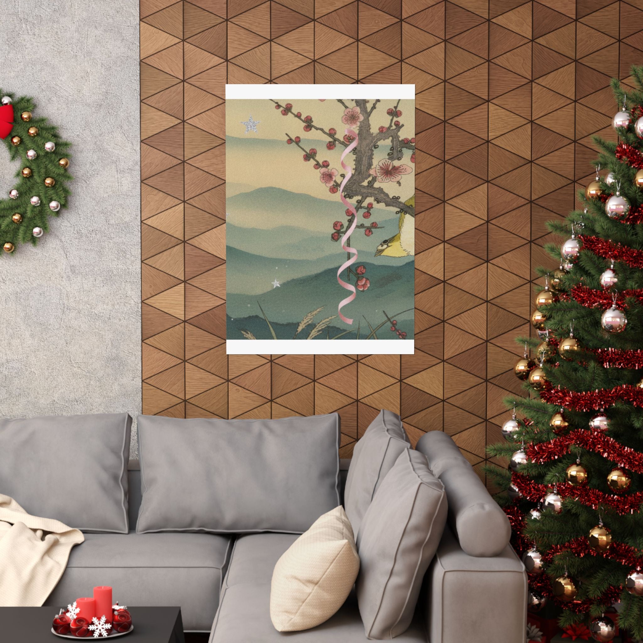 Scenic Nature — Bush Warbler On A Plum Branch (Ume Ni Uguisu) — Matte Poster