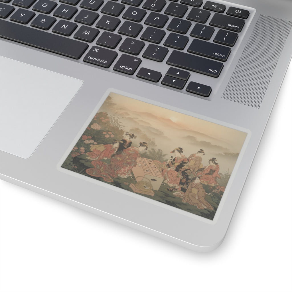 Scenic Nature — Two Young Women Playing A Game Of Sugoroku — Kiss-Cut Sticker