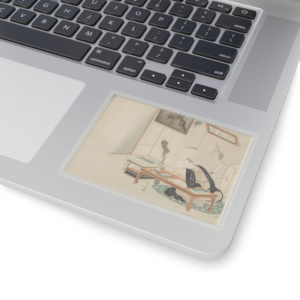 Botanical — Man Seated With His Reading And Writing Materials Before Him — Kiss-Cut Sticker