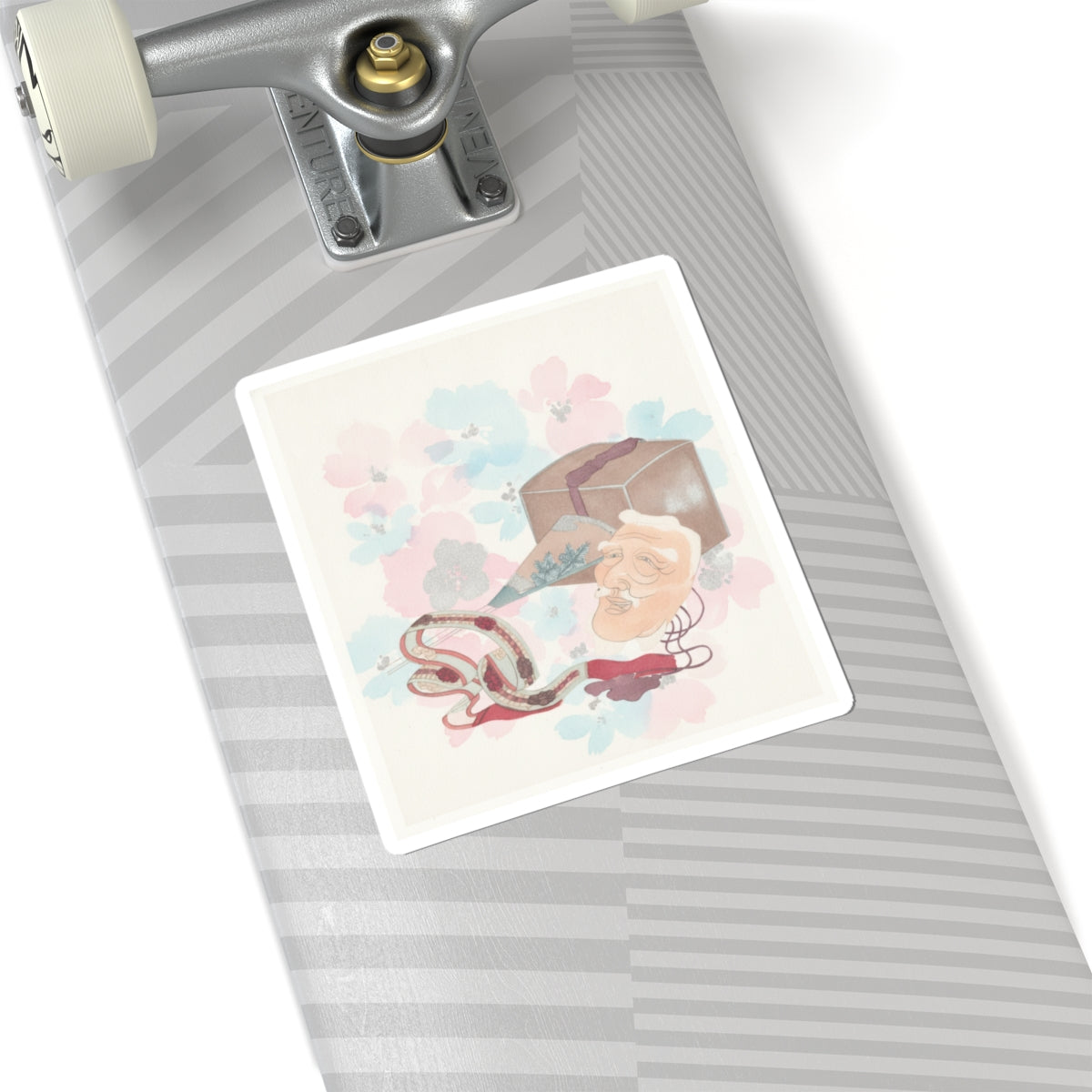 Watercolor — Mask And Other Objects For The Noh Dance — Kiss-Cut Sticker
