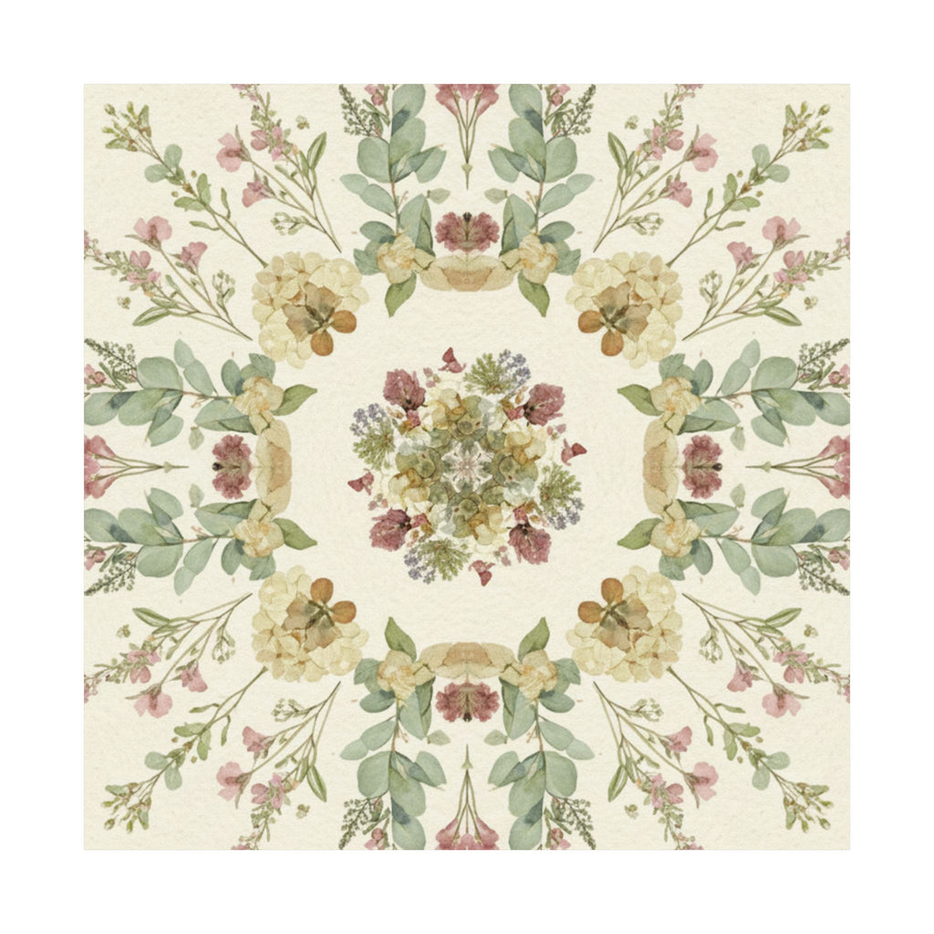 Pressed Wildflower Symmetry Cottagecore Botanical Poster