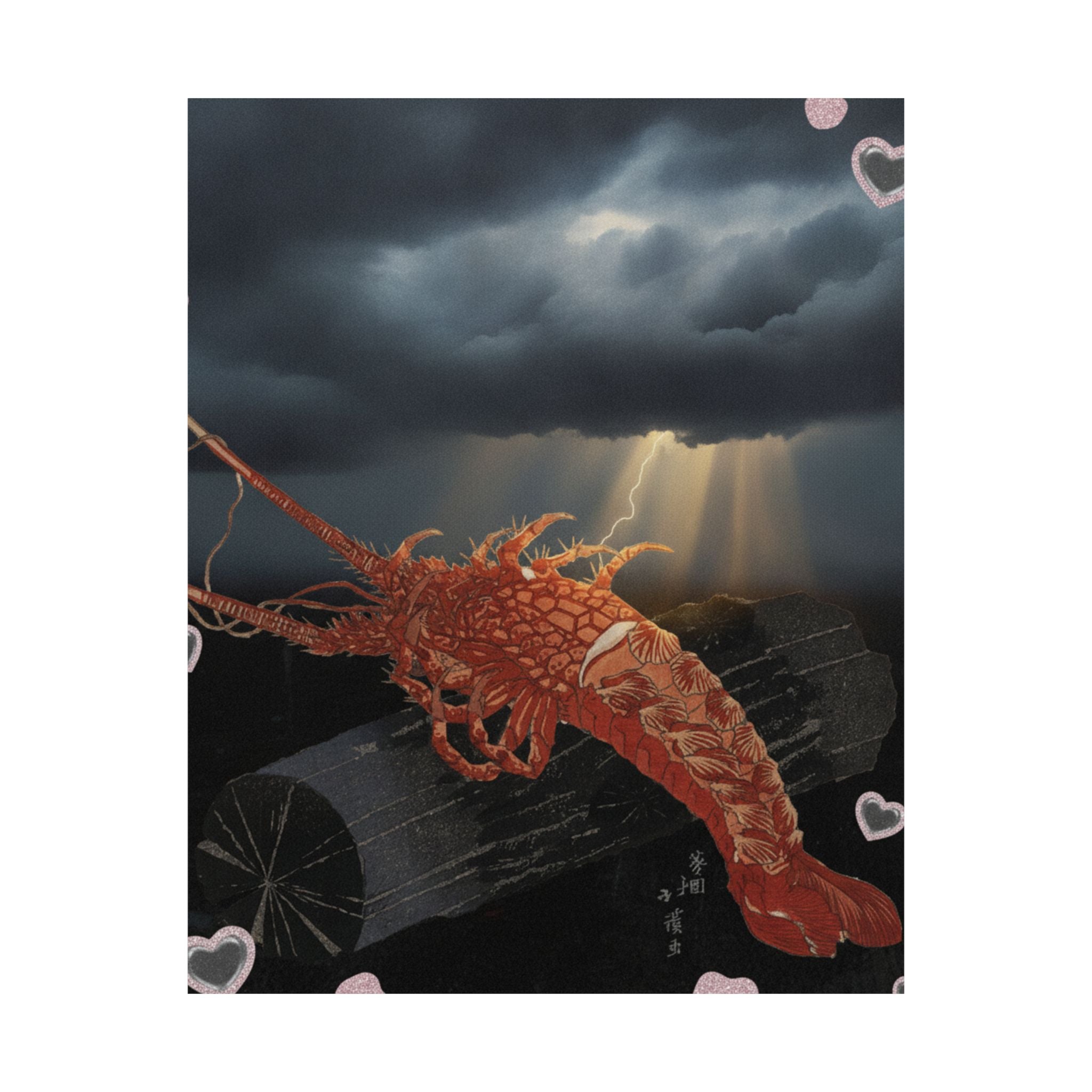 Dramatic Storm — Lobster On A Piece Of Charcoal — Matte Poster