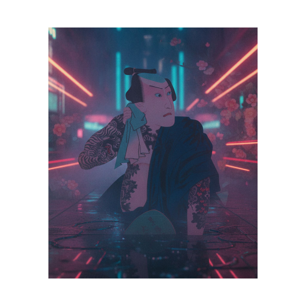 Neon Noir — The Actor Kawarazaki Gonjūrō I As Ude No Kisaburō, Likened To Wu Song The Asceti — Matte Poster