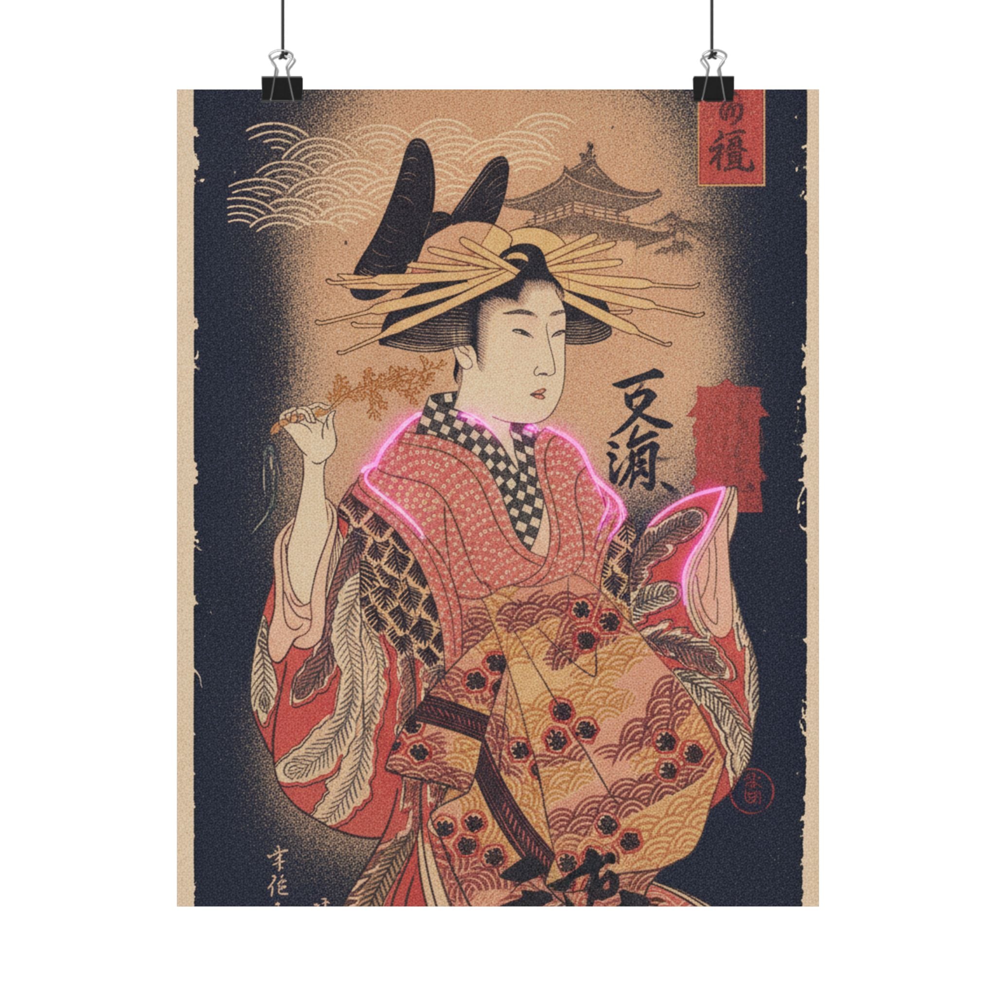 Japanese Street — Courtesan With Branch Of Seri — Matte Poster