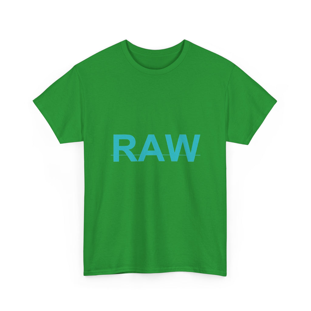 RAW Teal Block Letter Minimalist Statement Tee