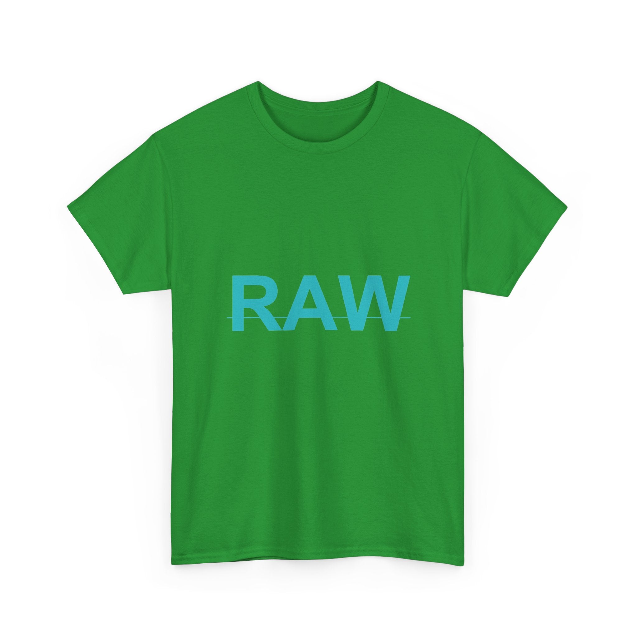 RAW Teal Block Letter Minimalist Statement Tee