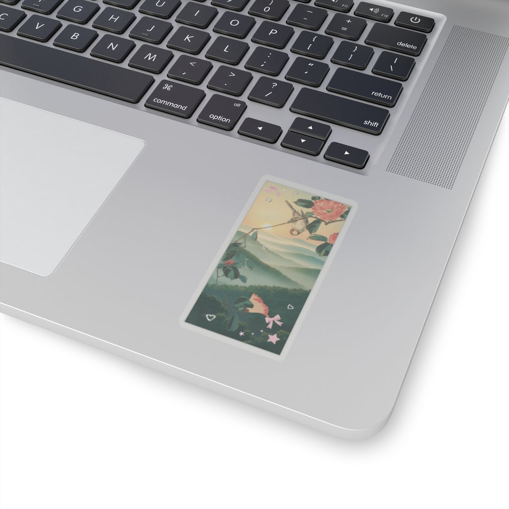 Scenic Nature — Camellia And Bullfinch — Kiss-Cut Sticker