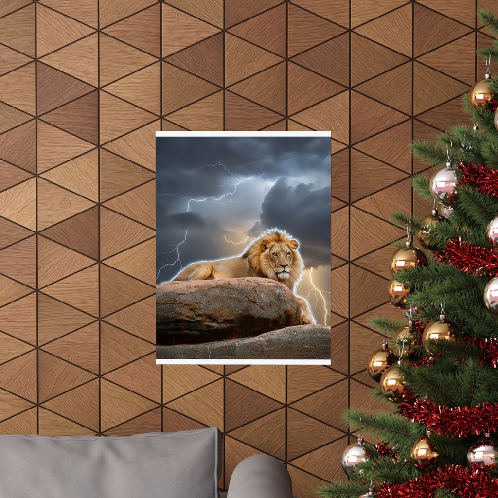 Dramatic Storm — Lion — Matte Poster