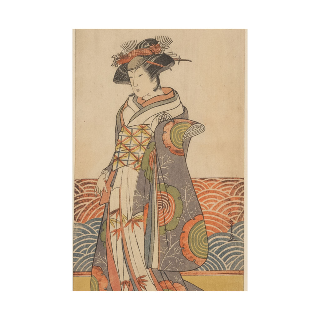 Product Marketing — The Third Segawa Kikunojo As A Woman Standing In A Room Having A Wave-Pattern Da — Matte Poster