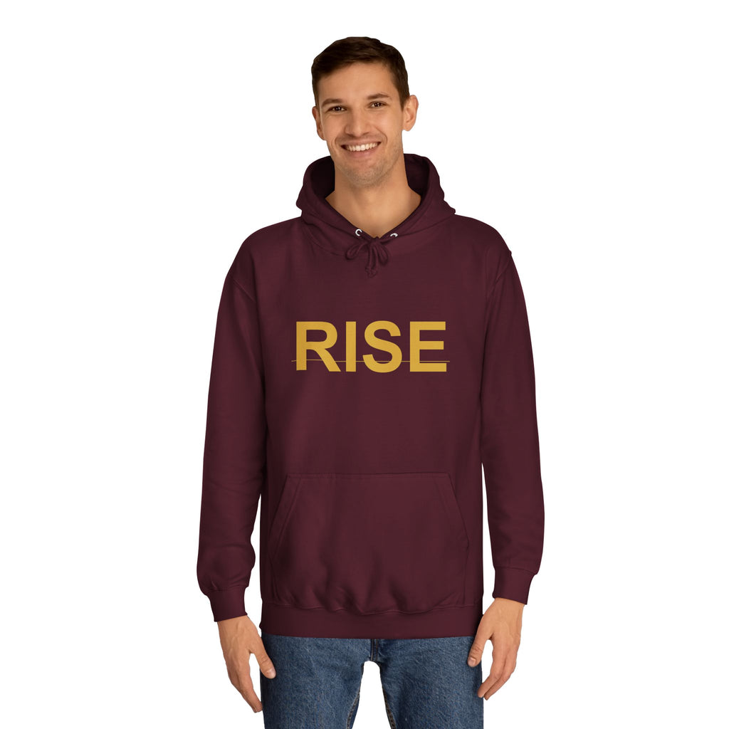 RISE Gold Block Letter Minimal Typography Hoodie