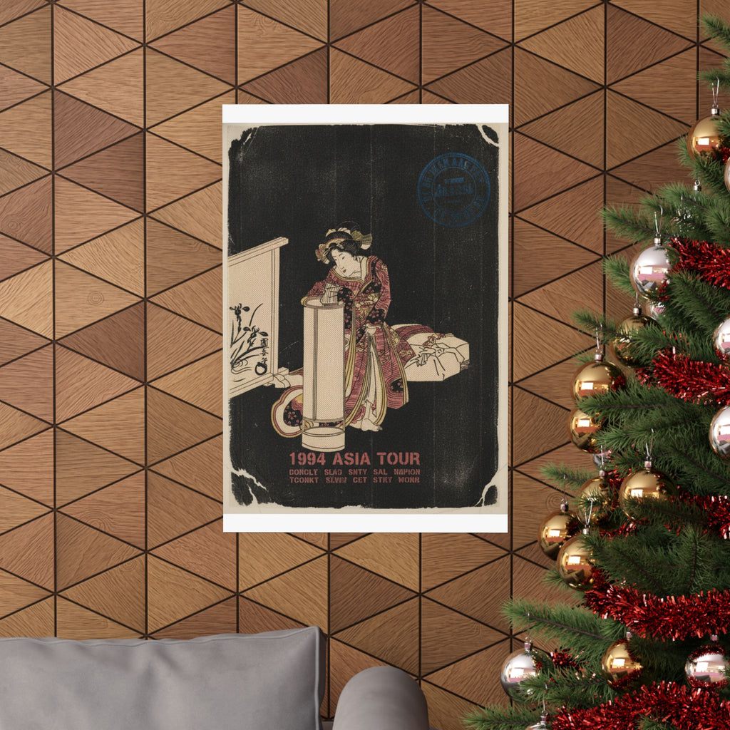 Vintage Bootleg — Young Woman Leaning Over A Tall Lamp — Matte Poster