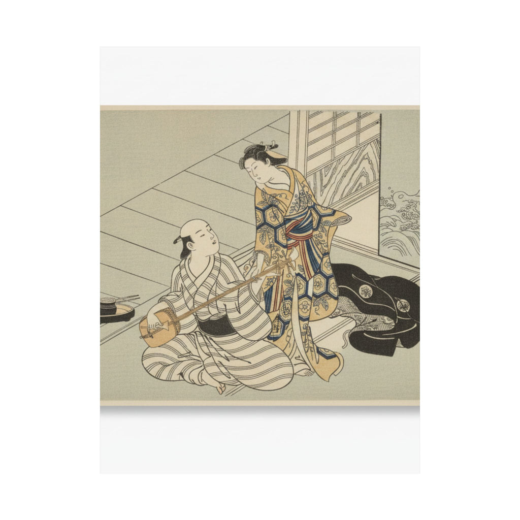 Ecommerce Main — Lady Interrupting Her Lover, Who Is Playing The Shamisen — Matte Poster