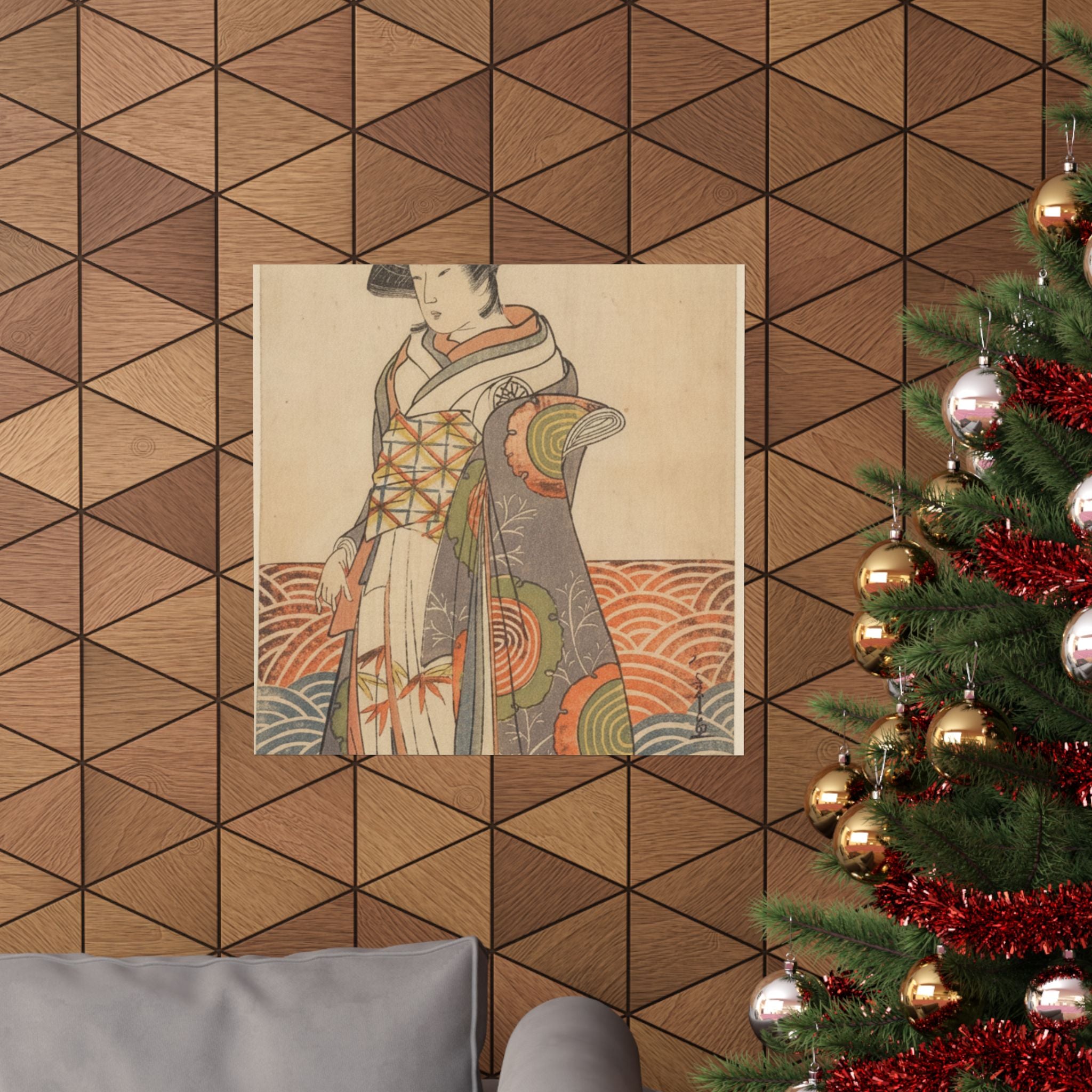 Product Marketing — The Third Segawa Kikunojo As A Woman Standing In A Room Having A Wave-Pattern Da — Matte Poster