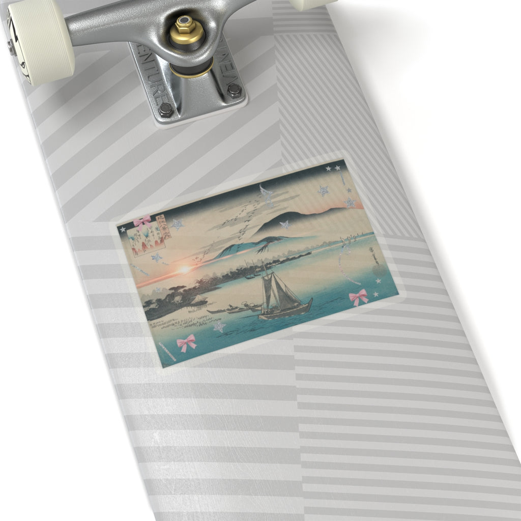 Cinematic — Geese Flying Down To Katada — Kiss-Cut Sticker