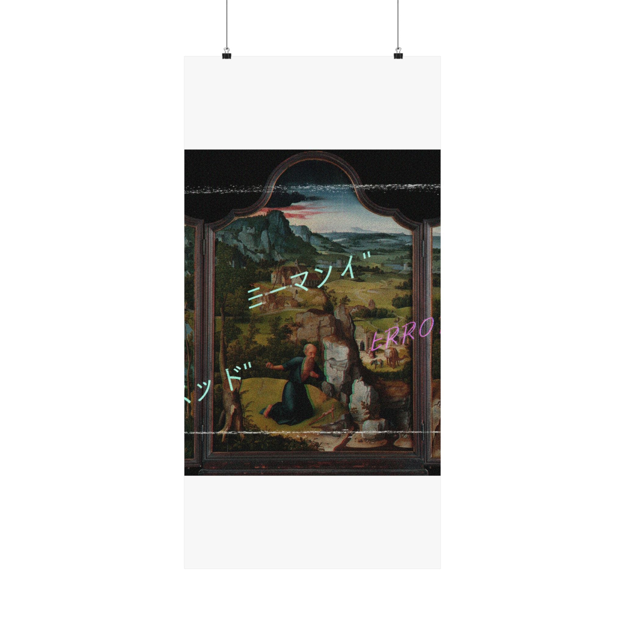 Glitched Renaissance Triptych Vaporwave ERROR Matte Poster