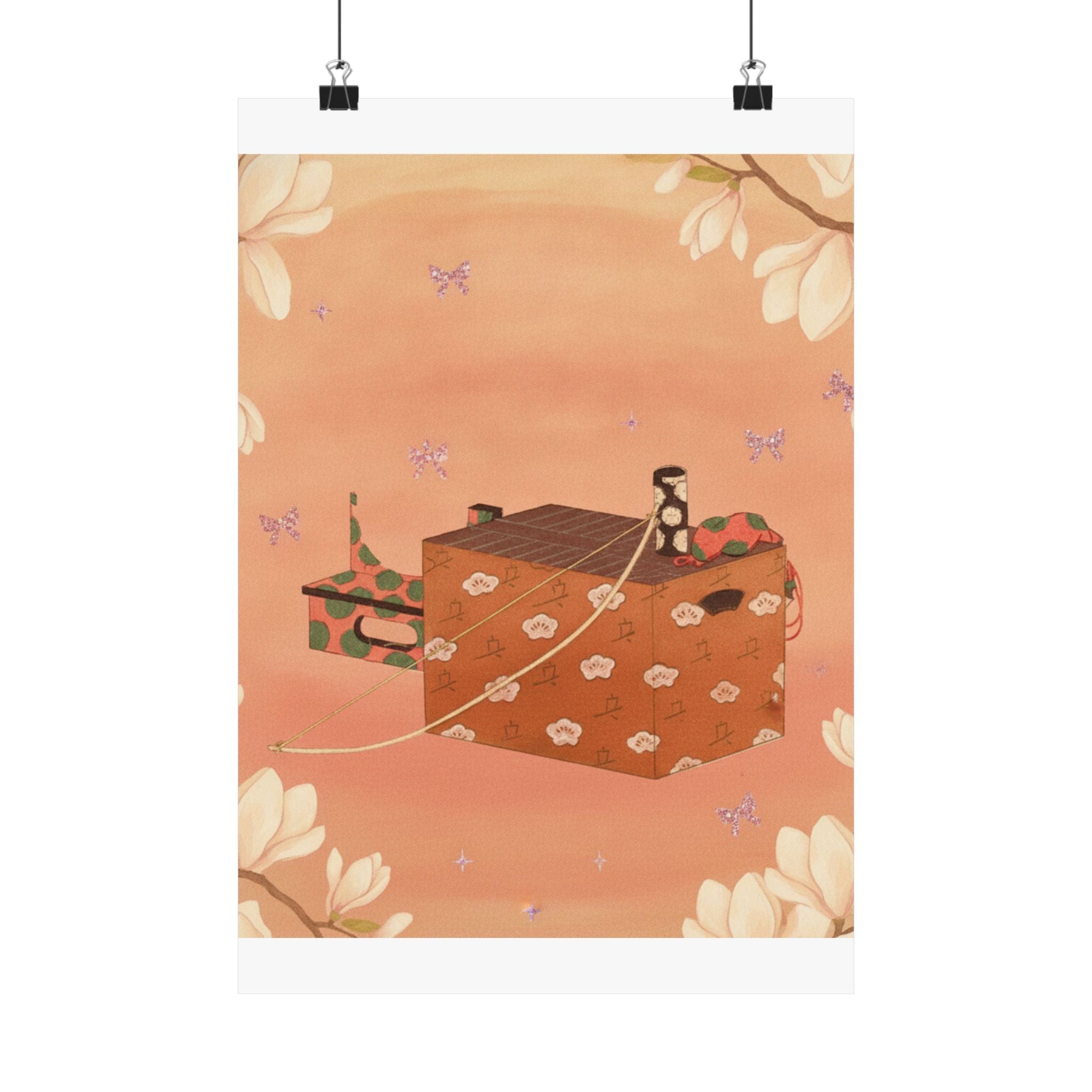 Southern Sunset — Box For Sugoroku Game (A Kind Of Backgammon), Bow And Drum — Matte Poster
