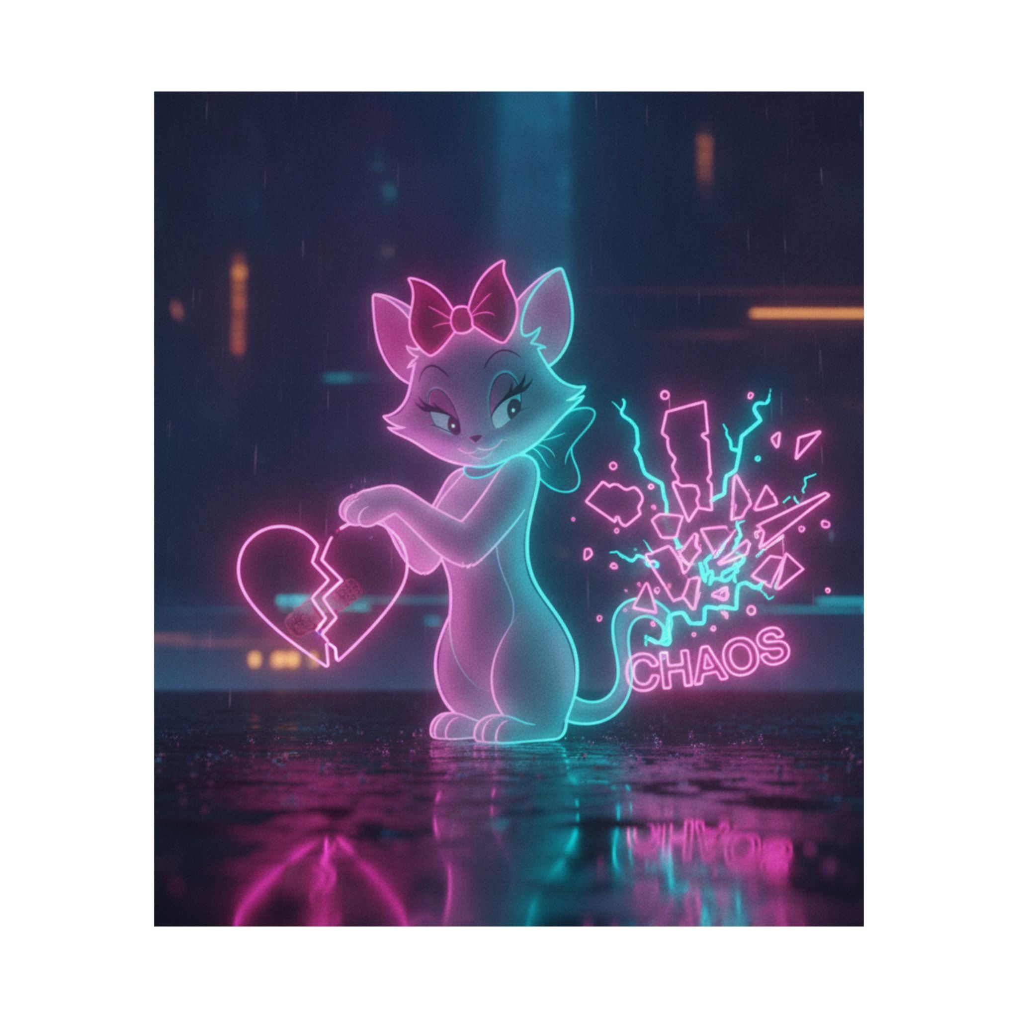 Neon Noir — Cat — Matte Poster
