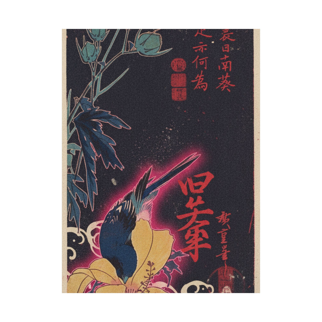 Japanese Street — Blue Bird — Matte Poster