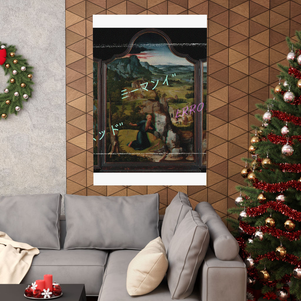 Glitched Renaissance Triptych Vaporwave ERROR Matte Poster