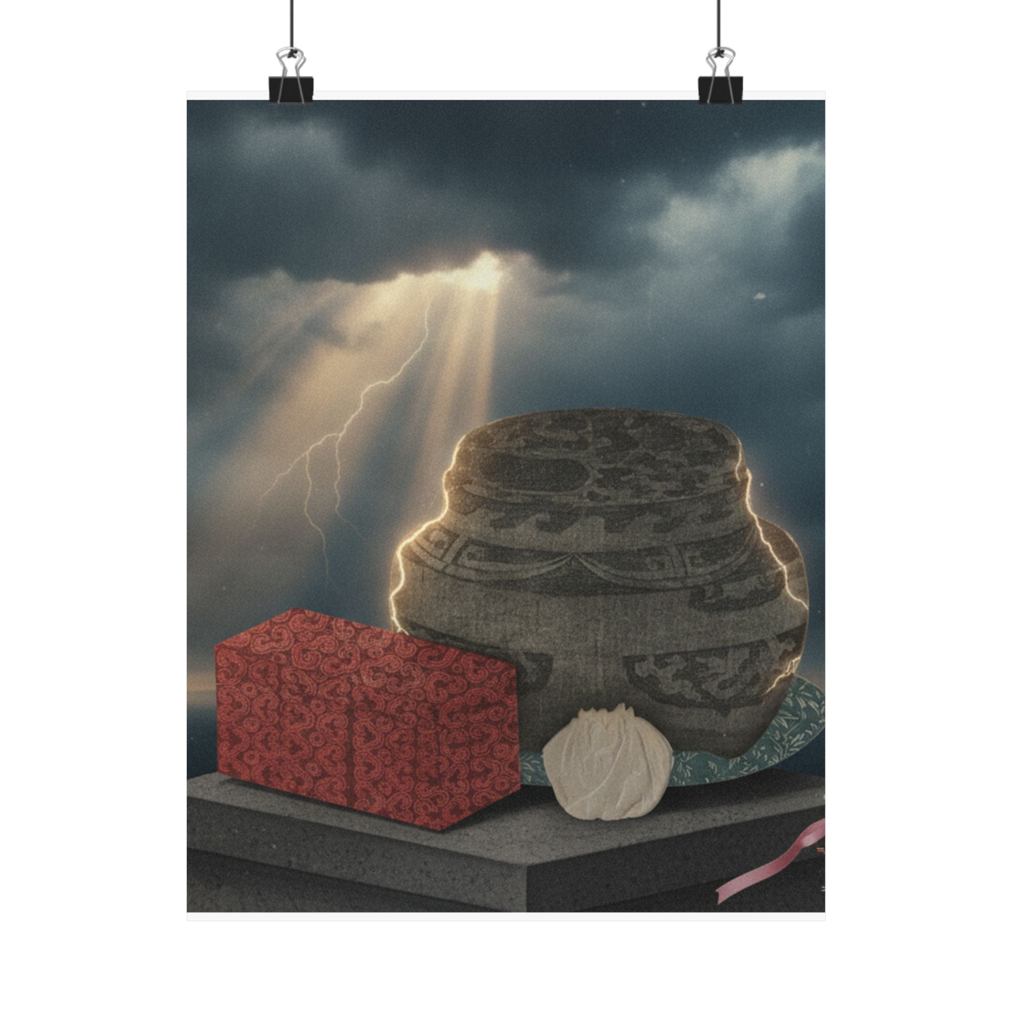 Dramatic Storm — Fire-Holder And Tea-Box — Matte Poster