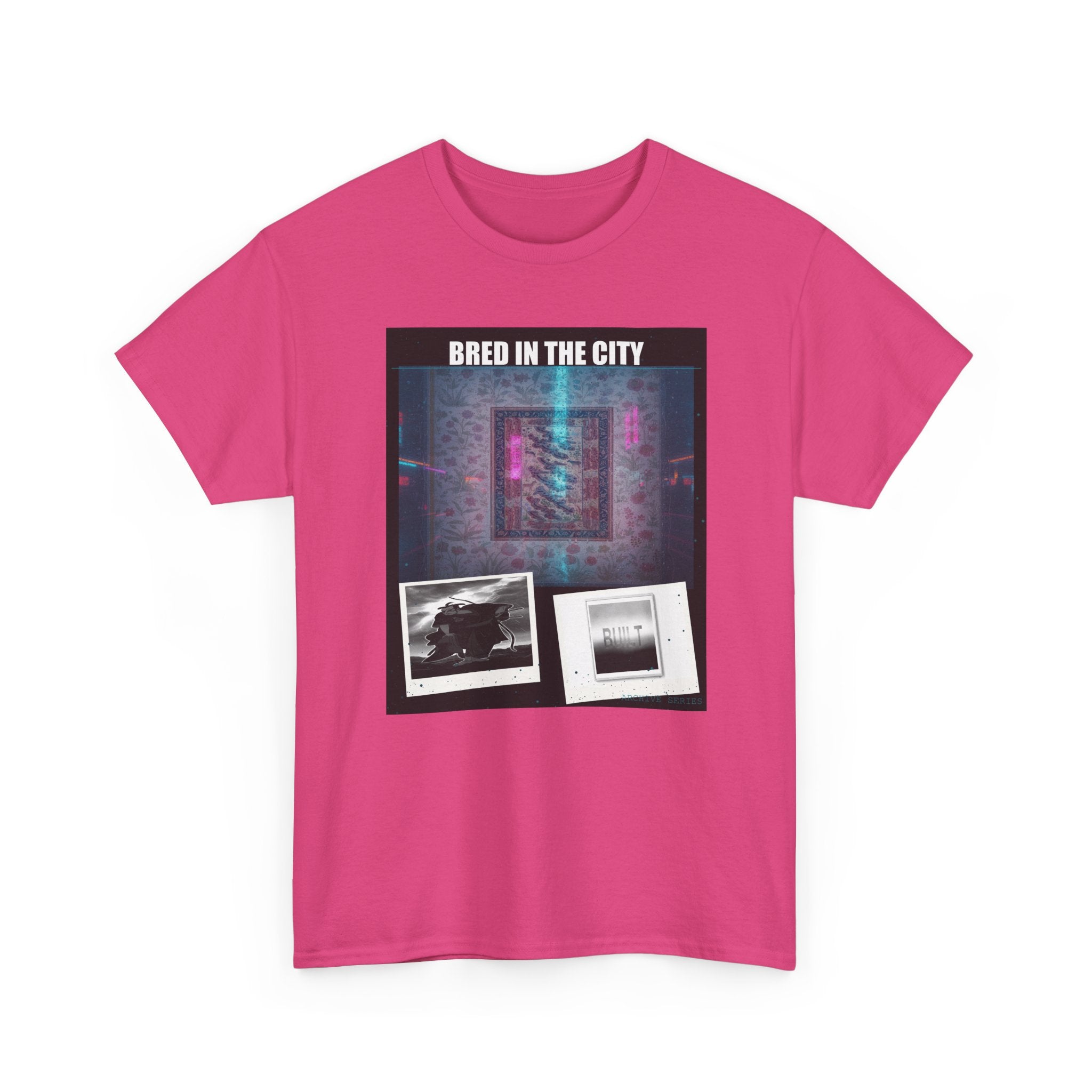 BRED IN THE CITY Neon Glitch Collage Graphic Tee