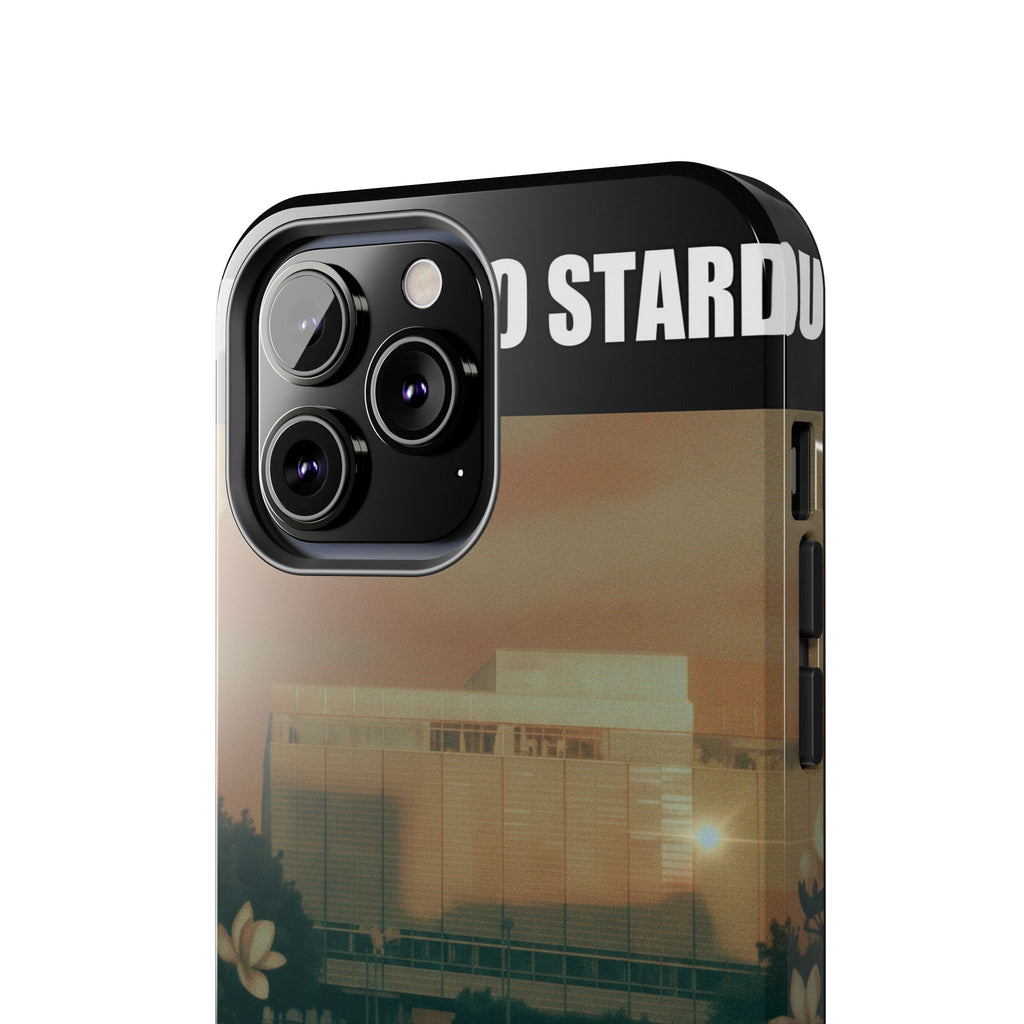 Dusk Brutalist Building and Daisies Photo Phone Case
