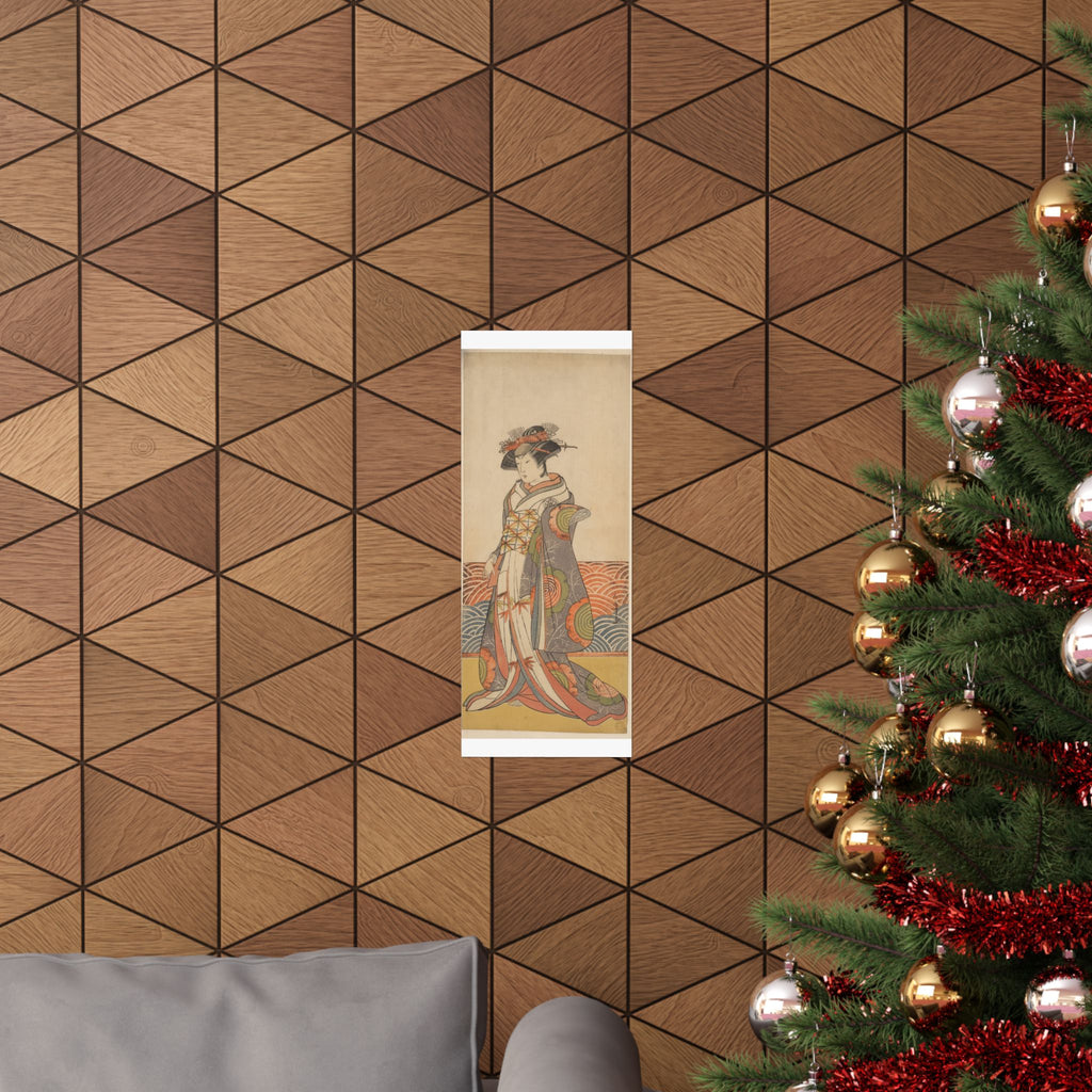 Product Marketing — The Third Segawa Kikunojo As A Woman Standing In A Room Having A Wave-Pattern Da — Matte Poster