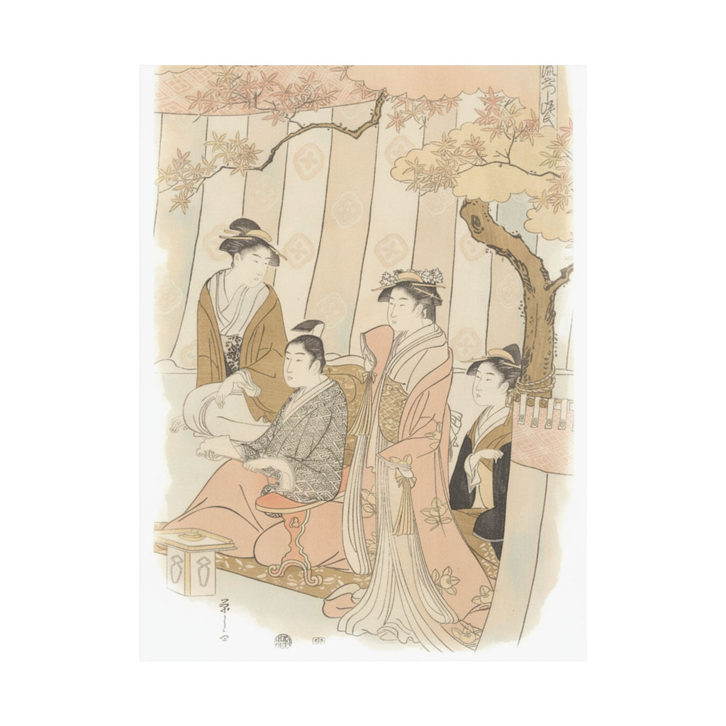 Watercolor — Prince Genji And Three Young Women — Matte Poster