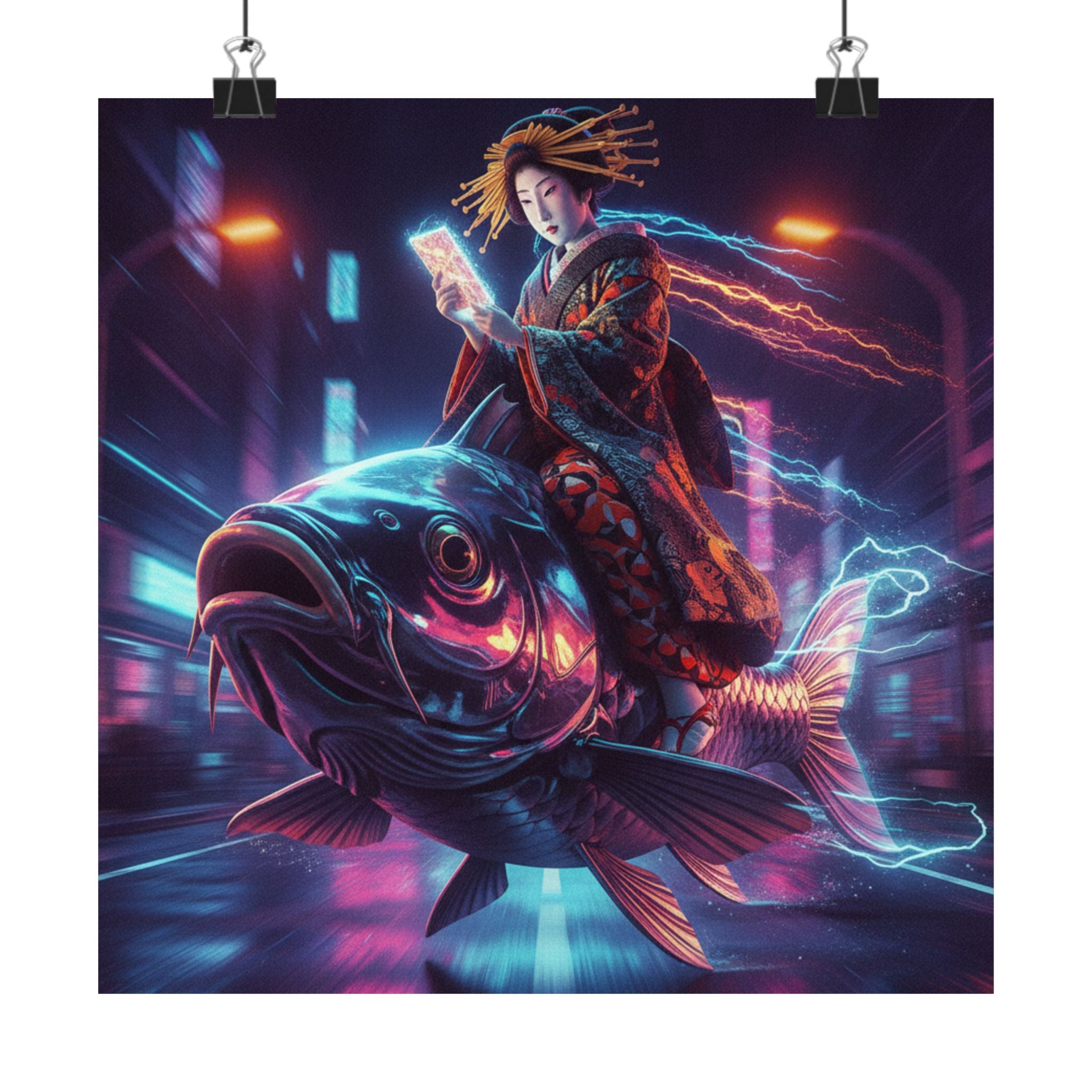 Fast Furious — Courtesan Seated On A Carp — Matte Poster