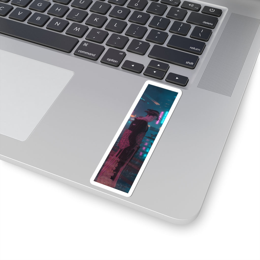 Neon Noir — Young Lady By The Shore — Kiss-Cut Sticker