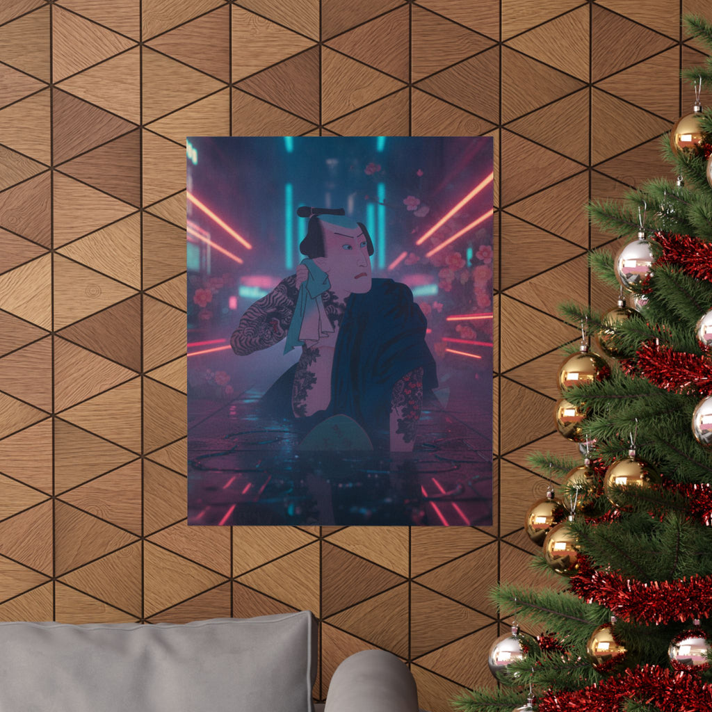Neon Noir — The Actor Kawarazaki Gonjūrō I As Ude No Kisaburō, Likened To Wu Song The Asceti — Matte Poster
