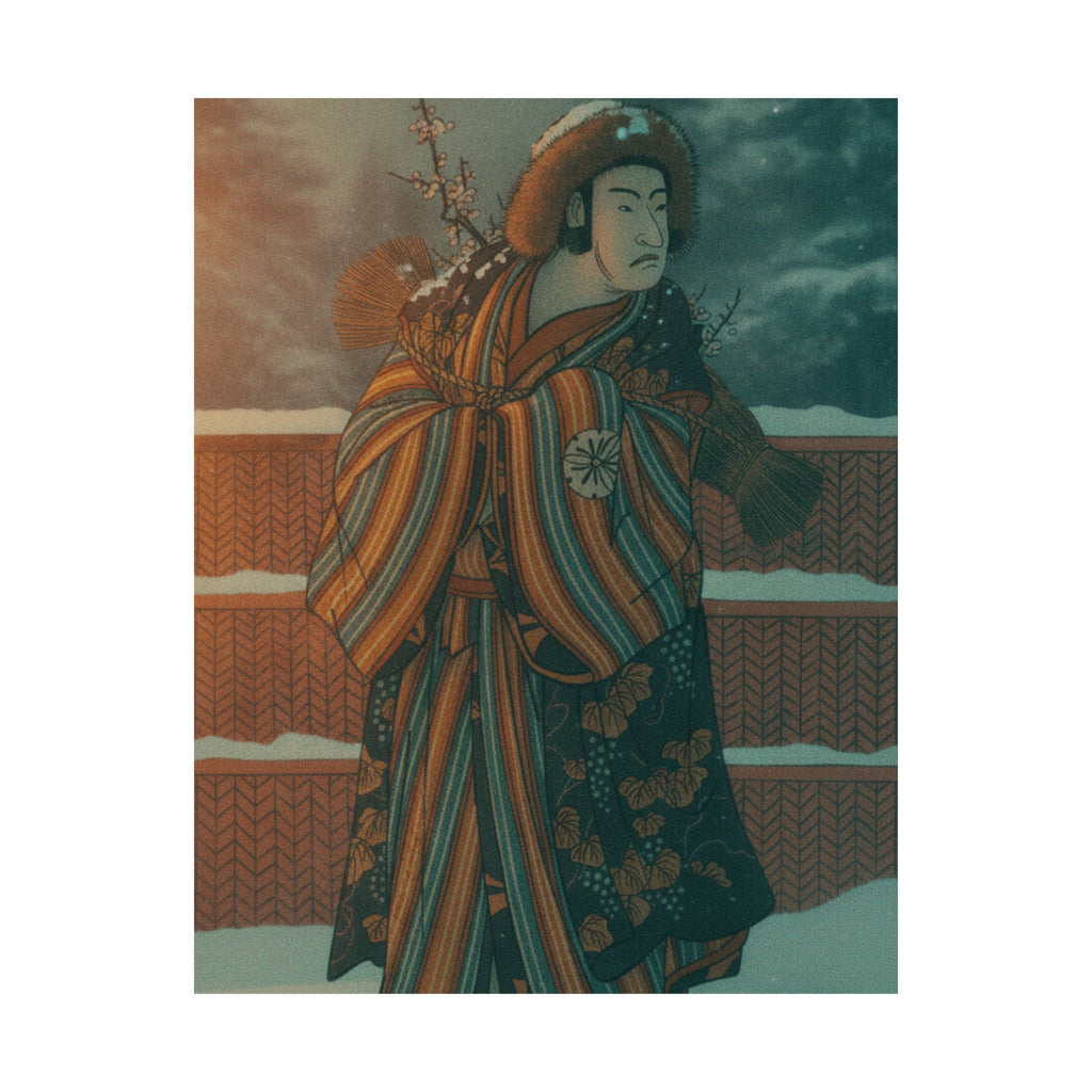 Cinematic — Matsumoto Sumezō As A Man In Winter Attire Standing In The Snow — Matte Poster
