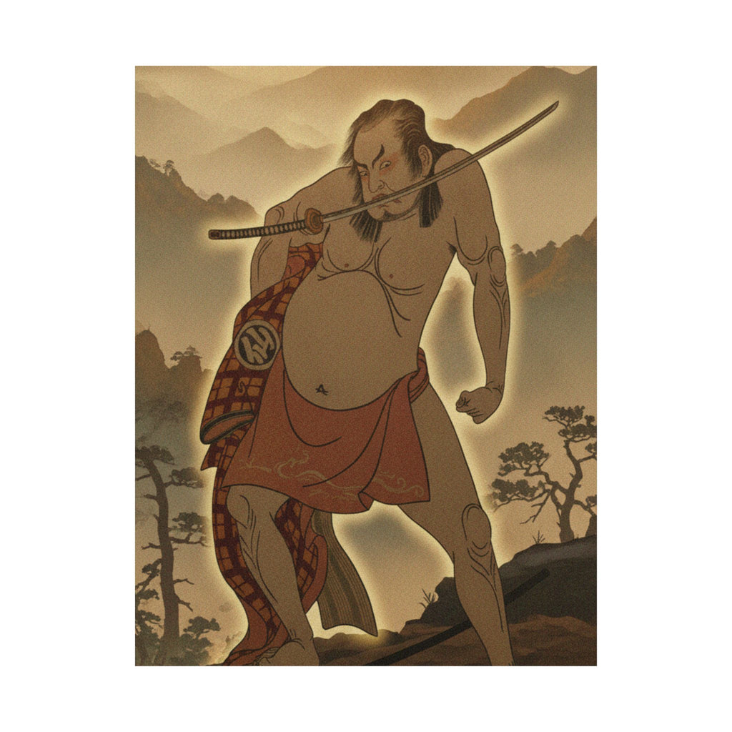 Scenic Nature — The Second Nakamura Sukegoro As A Man Entirely Nude Save For Loin Cloth — Matte Poster