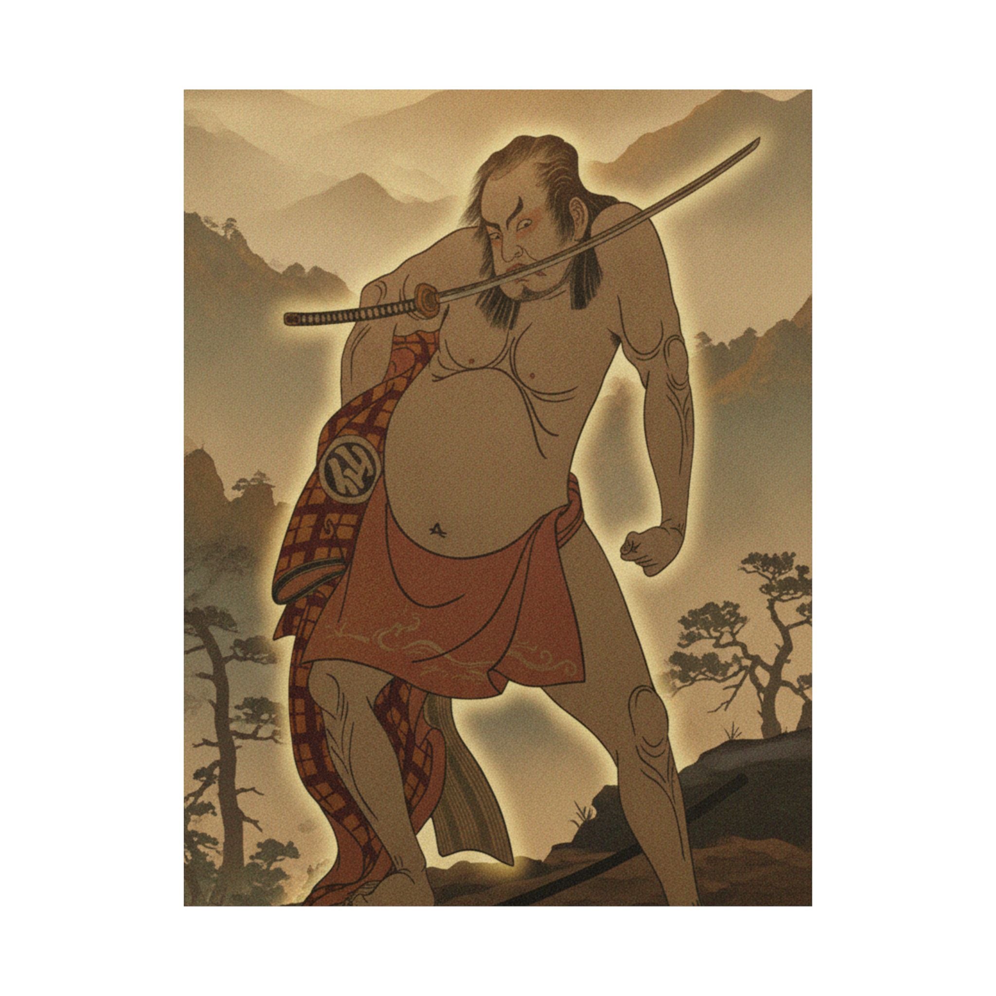 Scenic Nature — The Second Nakamura Sukegoro As A Man Entirely Nude Save For Loin Cloth — Matte Poster