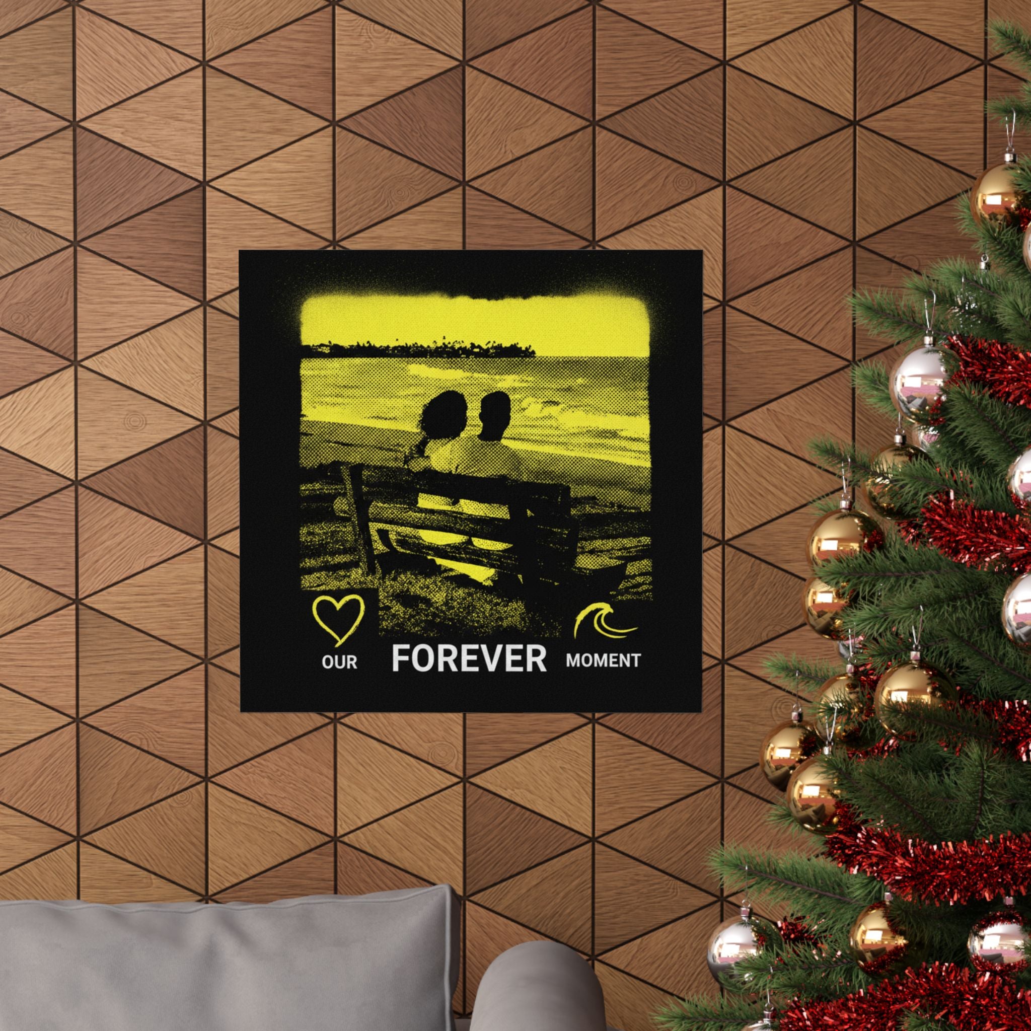 Our Forever Moment Beach Sunset Couple Yellow Matte Poster