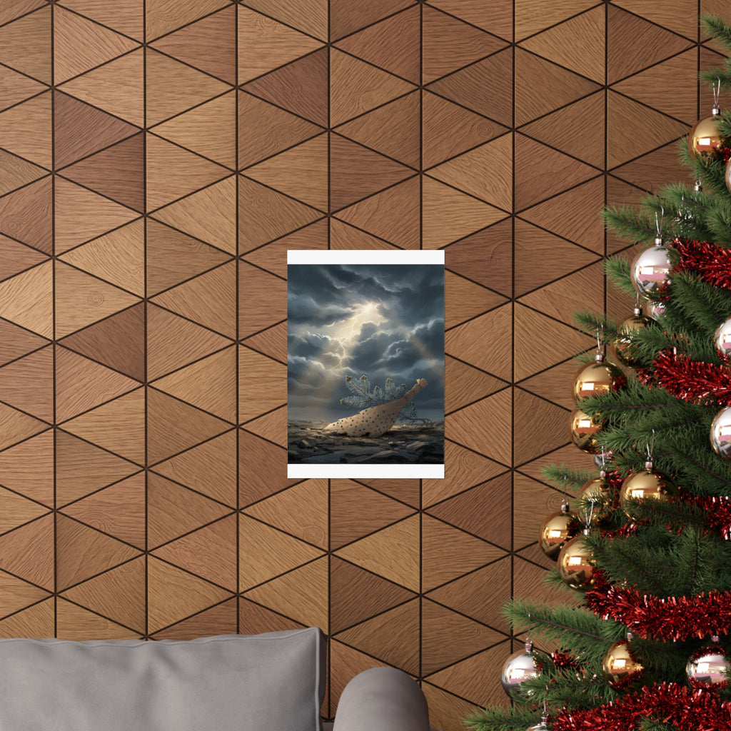 Dramatic Storm — Young Pine Tree And Jeweled Broom — Matte Poster