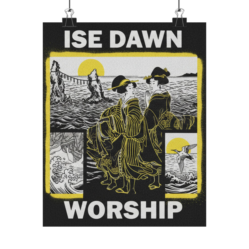 Streetwear Collage — Women Worshipping The Rising Sun Between The Twin Rocks At Ise — Matte Poster